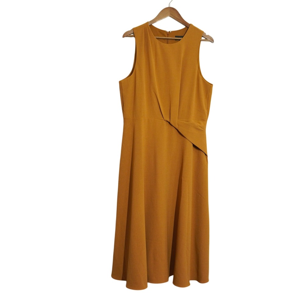 Maia Women's Size 16 Rich Camel Brown Sleeveless Pleated Waist A-Line Midi Dress